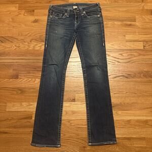 True Religion Women's Blue Bootcut Jeans Slim Fit Low Rise Denim Size 29
